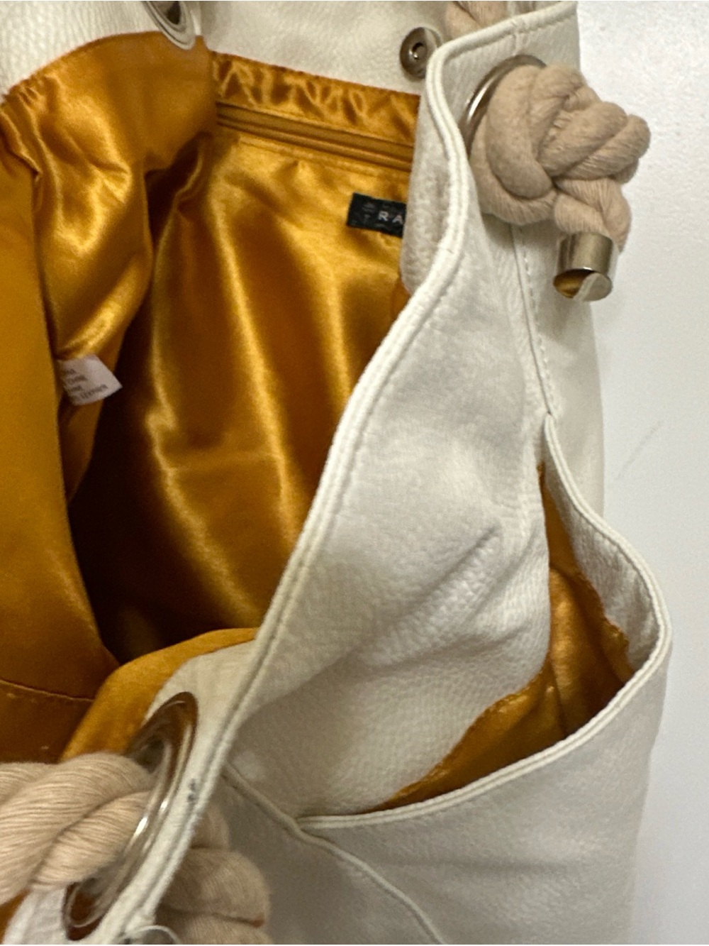 Rampage White Tote with Beige Rope Handles - Picture 7 of 9